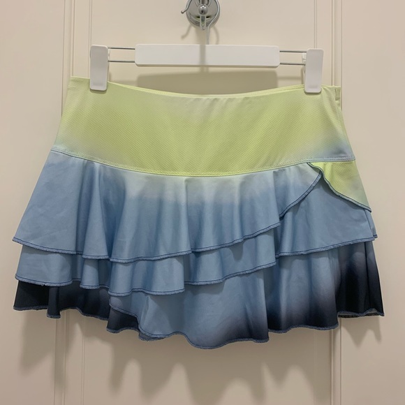🌟NWOT🌟Lucky In Love Wild Ombre Rally Tennis Skirt💙💛 - Picture 4 of 8